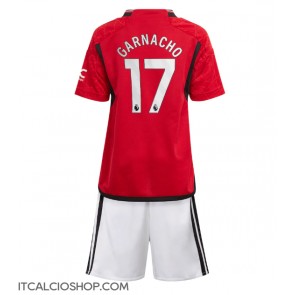 Manchester United Alejandro Garnacho #17 Prima Maglia Bambino 2023-24 Manica Corta (+ Pantaloni corti)